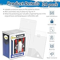 Vista 3 de Paquete de 24 protectores compatibles con figuras de vinilo Funko Pop de 4 pulgadas, protectores transparentes, caja de exhibición resistente