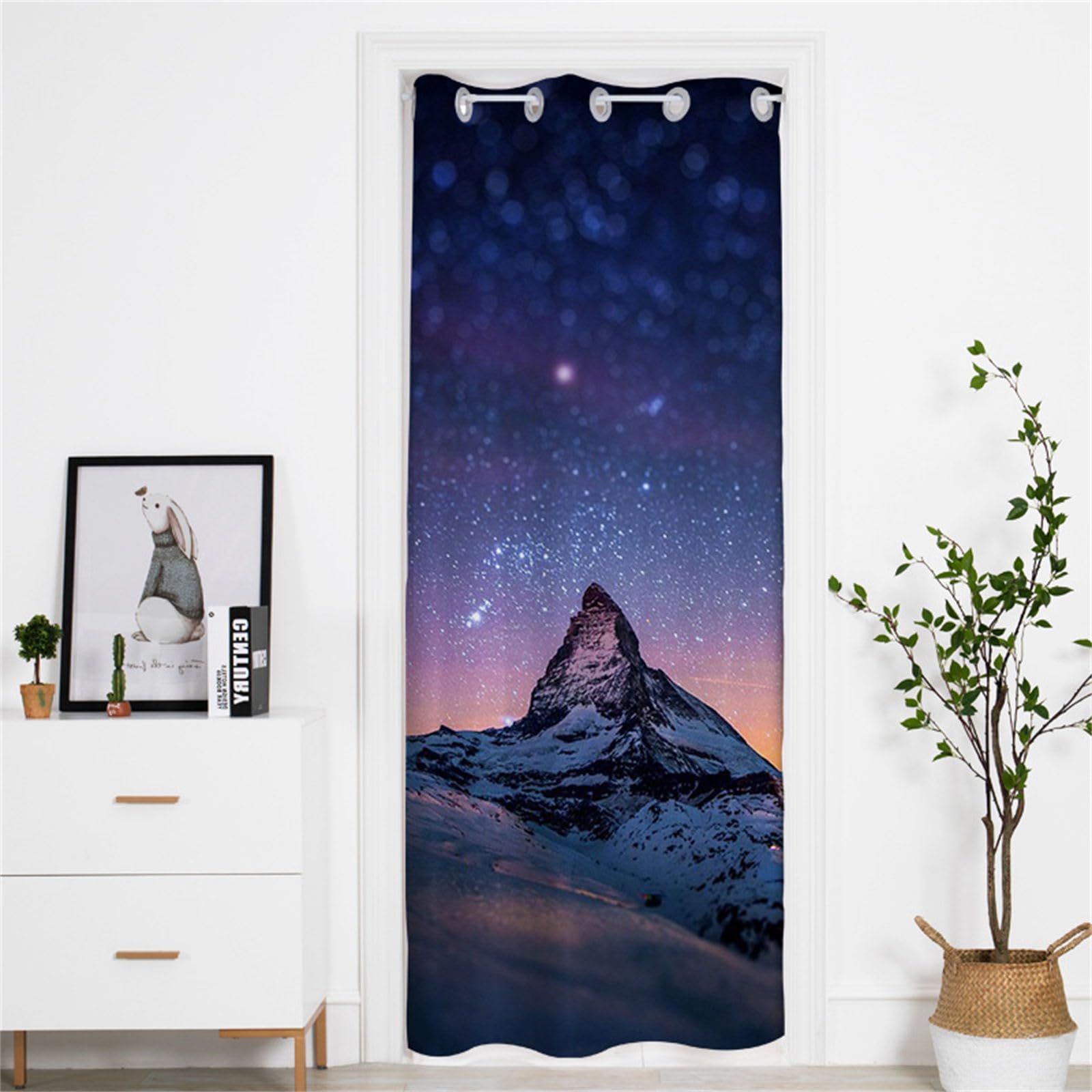 Odot Rideau de Porte Interieur Occultant, Motif Ciel Étoilé Rideaux de Porte à Oeillets Rideau Isolation Thermique Anti Froid Anti Bruit pour Salon Chambre Fenetre Maison (200x200cm,Galaxie)