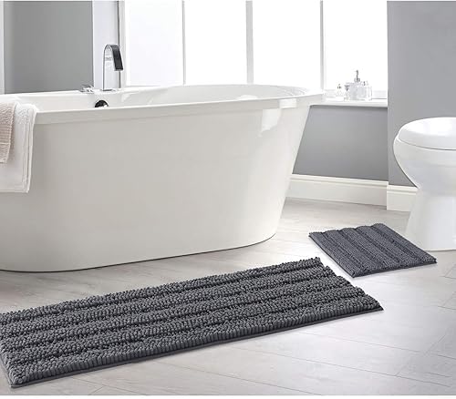 Vista 114 de NICETOWN Tapetes de baño antideslizantes (verde cáscara, 20 x 32 + 17 x 24 pulgadas)