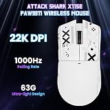 ATTACK SHARK X11SE Wireless Gaming Mouse, 63g Superlight With PixArt PAW3311 Sensor, 22000 DPI, Tri-Mode BT/2.4Ghz/Wired, 1000Hz Polling rate, 300mAh Battery, Dual Driver, for PC/Xbox/PS/Mac (White) - 3