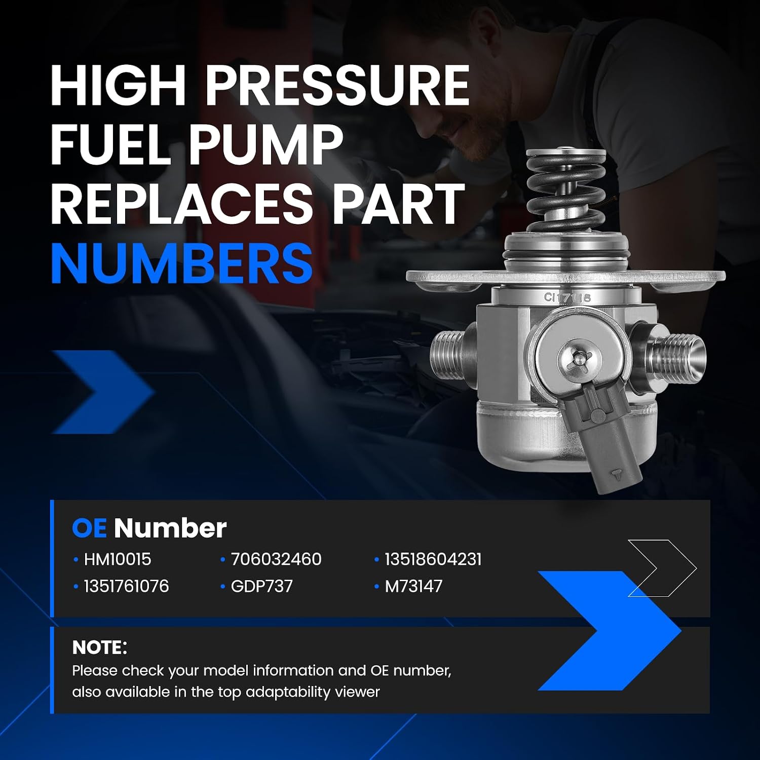 HM10015 High Pressure Fuel Pump Compatible with BMW 135i 335i GT xDrive 435i Gran Coupe 535i GTxDrive 640i Gran Coupe 650ixDrive 740LixDrive ActiveHybrid 3 5 7 M2 M235i xDrive X1 X3 X4 X5 X6