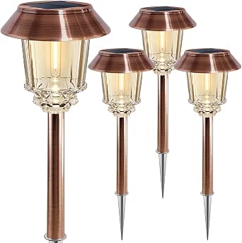 XMCOSY+ Solar Lights Outdoor Waterproof, 4 Pack Solar Pathway Garden Lights
