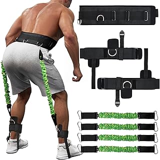 Vertical Jump Trainer with Adjustable Ankle Strap & Belt Horizontal Workout Equipment Leg Resistance Bands for Basketball Football Volleyball Training Equipment