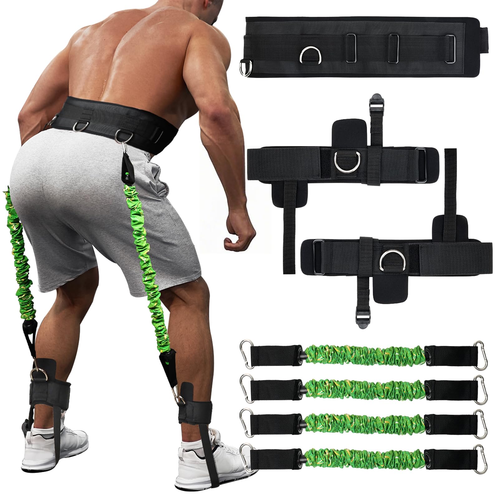 Vertikaler Springtrainer mit verstellbarem Knöchelriemen und Gürtel, horizontales Trainingsgerät, Beinwiderstandsbänder für Basketball, Fußball, Volleyball, Trainingsgeräte