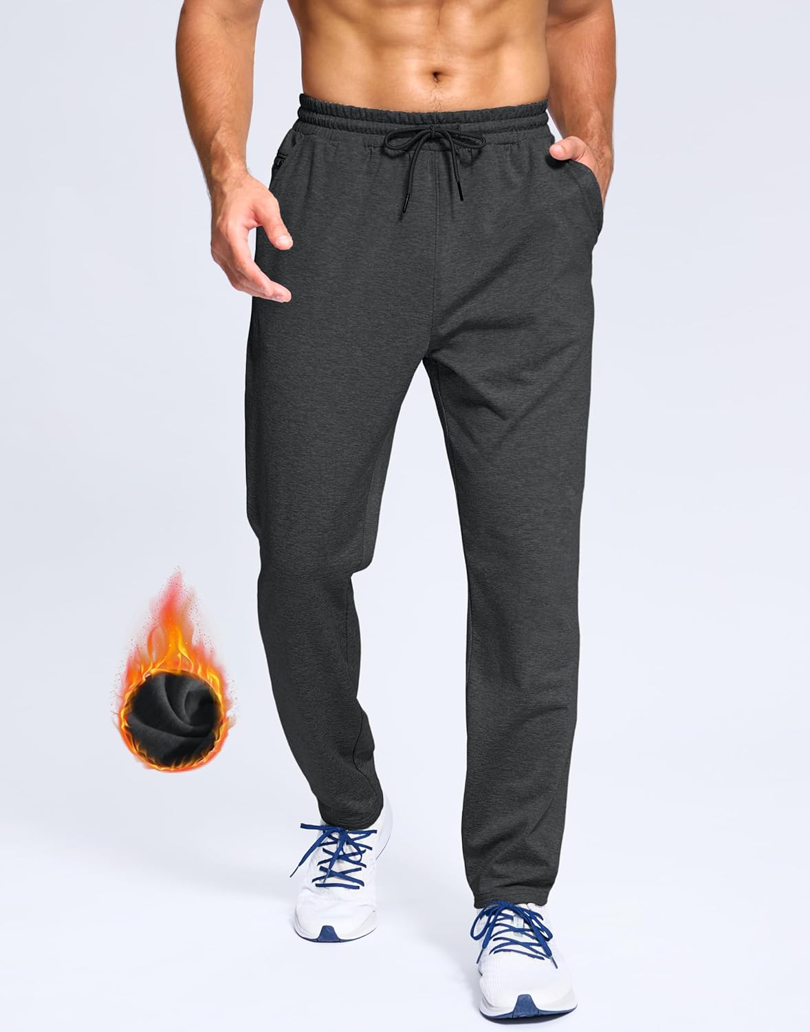 G Gradual Men's Fleece Lined Pants with Zipper Pocket Winter Warm Athletic Joggers Sweatpants for Men Workout Running Gym - Image 2