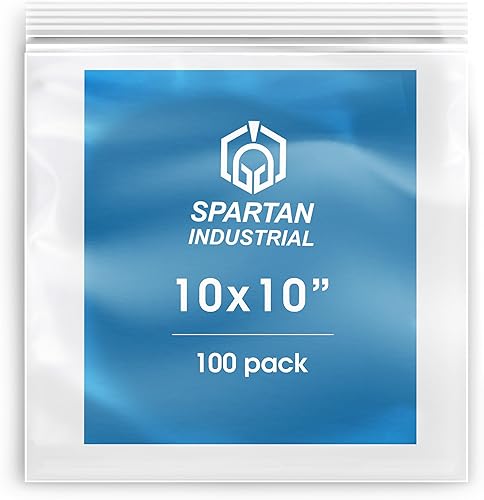 Spartan Industrial - 100 bolsas de polietileno de plástico transparente con cierre de 2 mil con cierre resellable de 10 x 10 pulgadas (100 unidades)