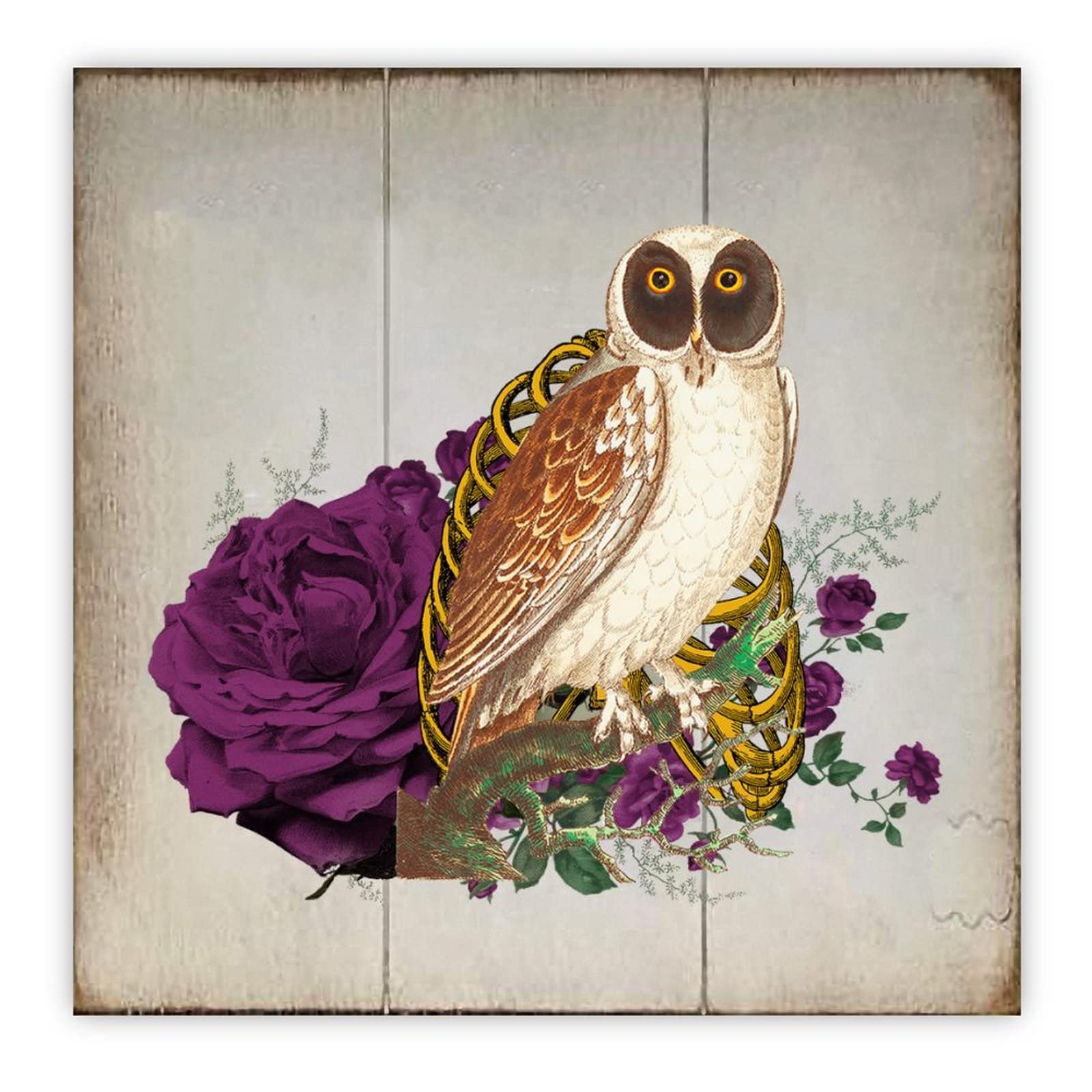 Plaque en bois Halloween effrayante fleur violette