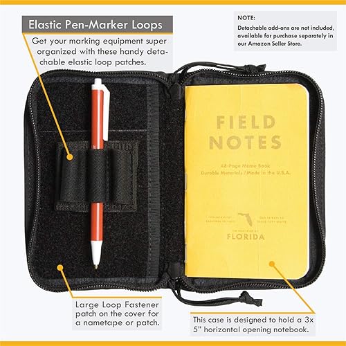 Vista 12 de Cuaderno táctico TACSOP sistema de batalla para cuadernos de 4 x 6 pulgadas, con 6 ranuras plisadas para bolígrafos/marcadores, funda con cremallera