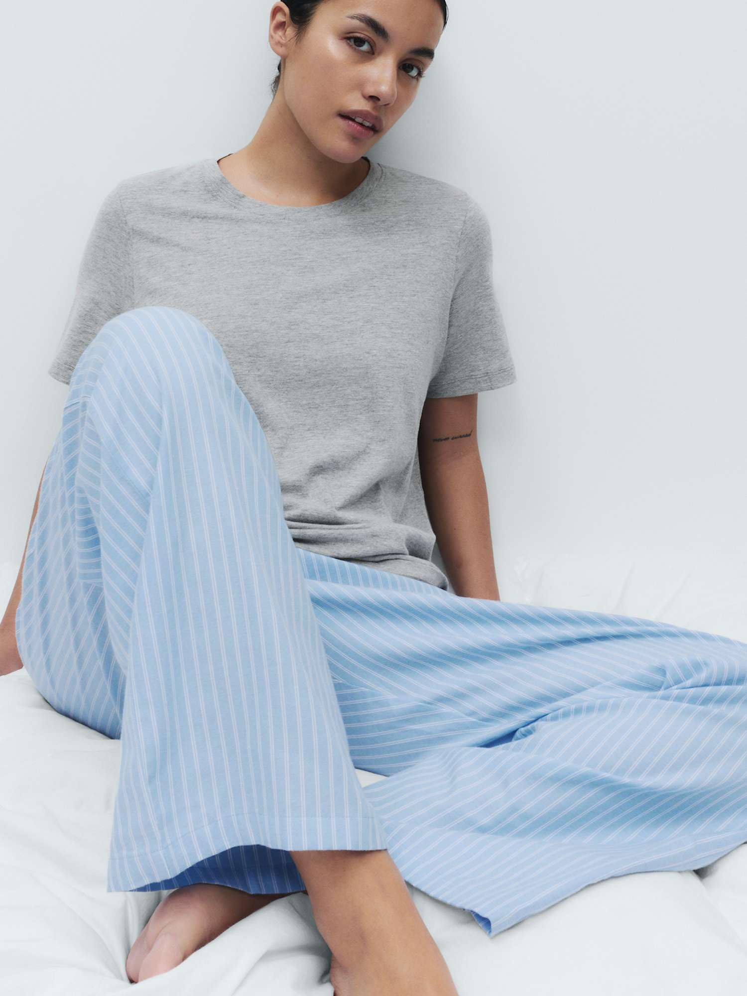 Marks & Spencer Bas de Pyjama Tissé Femme en Pur Coton, Taille Élastiquée, Finition Brossée