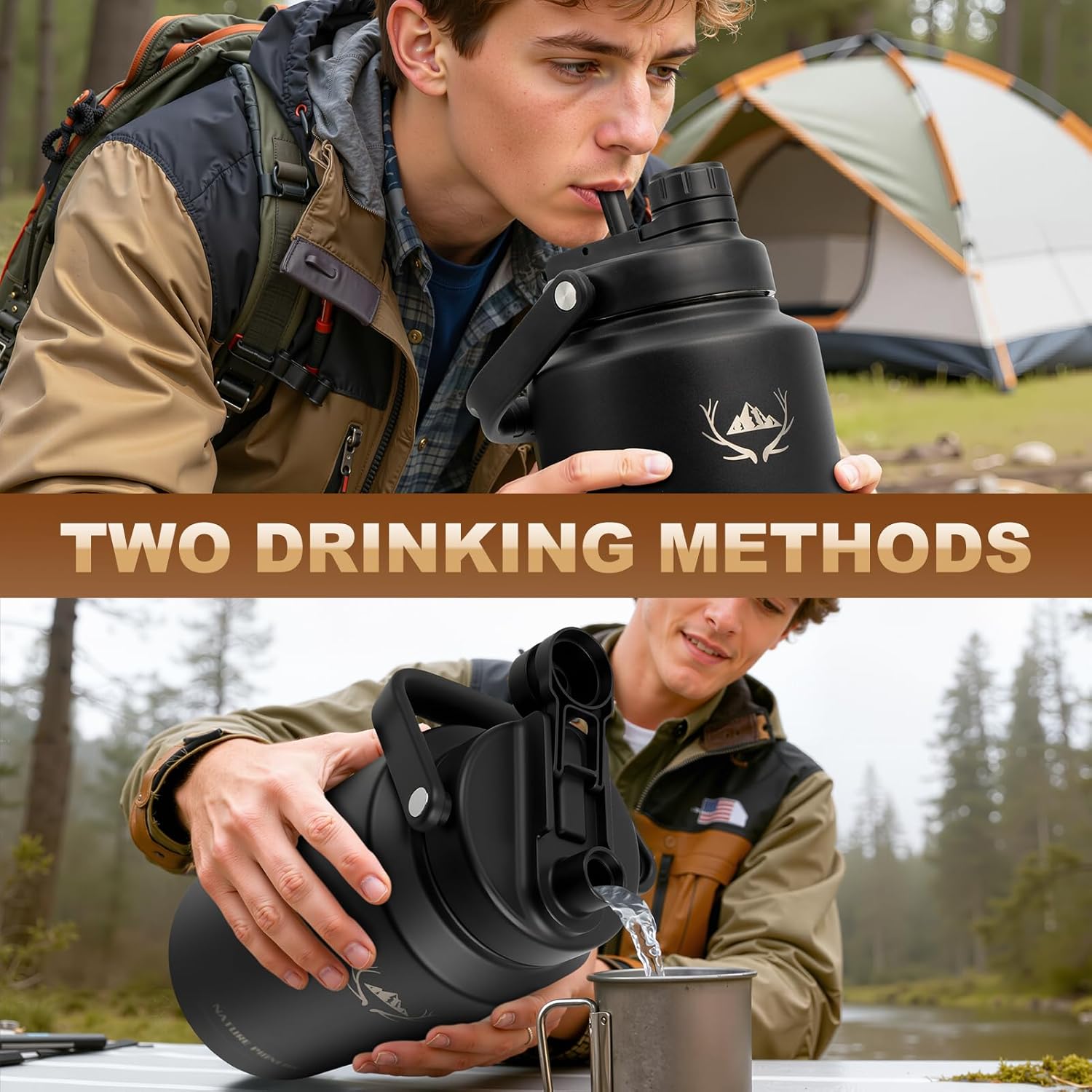 NATURE PIONEOR Sports Water Bottle Spout/Straw Lid, Replacement Lid Accessory, Easy to Carry
