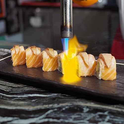 Miniatura 8 de GrandTies Juego de soplete de butano culinario de 3 modos de llama + encendedor, antorcha de mano de cocina con bloqueo de seguridad y llama