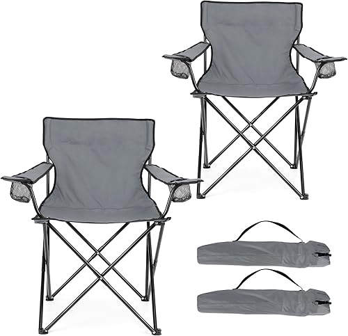 Miniatura 10 de HaSteeL Silla de Camping, Silla Plegable Extra Grande para Adultos, Silla de Campamento Plegable con Portavasos, Portátil para Pesca al Aire Libre