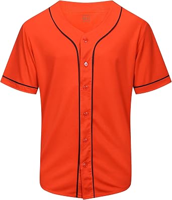 KUAIPAO Blank Baseball Jersey,Short Sleeve Plain Jersey Shirt,Sports Uniform for Men WomenWhite, Black, Red,Blue,S-3XL