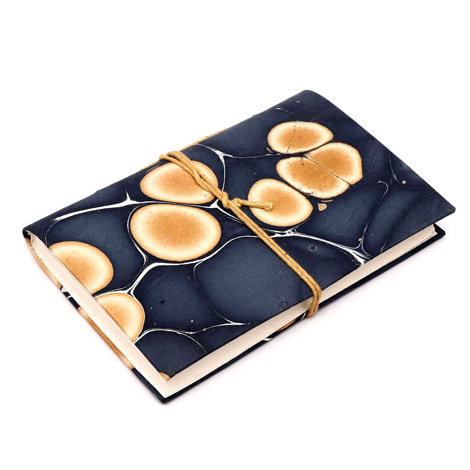 4U Marble design Writing Notebook Blue and gold dote cover off white Paper Thread lock Ledger diary 4x6 Inches 116 pages for gift