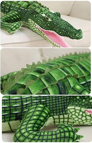 Miniatura 6 de LERORO Peluche de cocodrilo de cocodrilo de 39 pulgadas, cojín de peluche realista grande y grande para niños, figuras suaves para niños y niñas