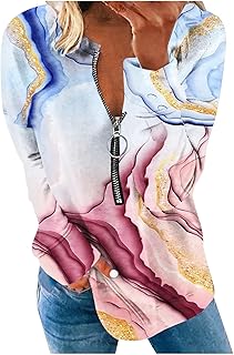 Amikadom Casaco de mármore degradê colorblock para mulheres outono inverno manga punho gola canoa roupa brunch moletom feminino 2023 EQ