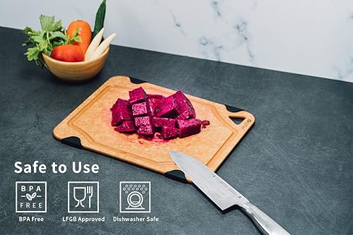 Miniatura 2 de Tabla de cortar para cocina, tabla de cortar TOPTIER de fibra de madera, tabla de cortar de madera de serie antideslizante, apta para lavavajillas,