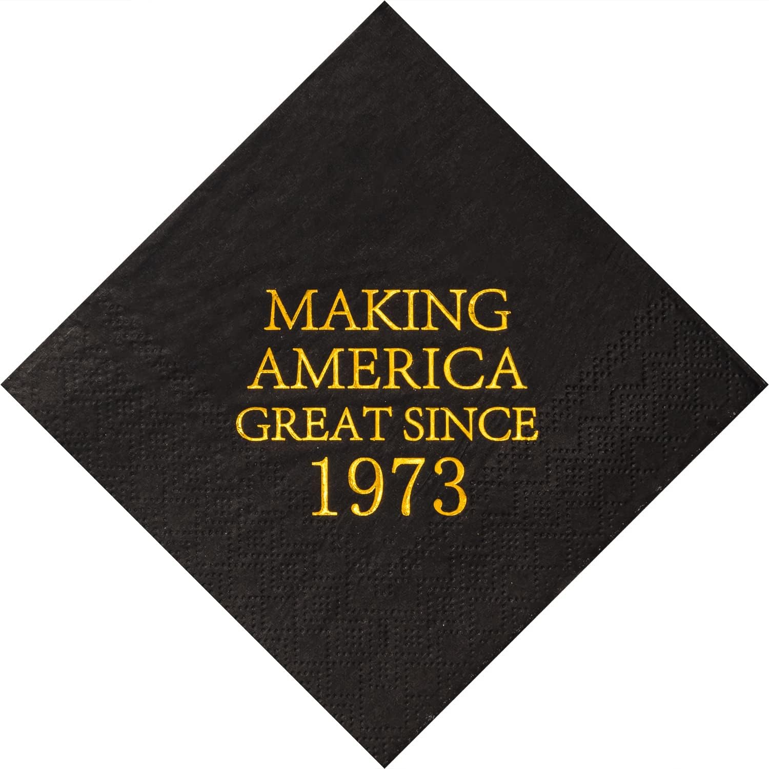 Crisky 50th Birthday Disposable Napkins Black and Gold Dessert Beverage Cocktail Cake Napkins 50th Birthday Decoration Party Supplies for Man Making Great Since 1973, 50 Pack 4.9"x4.9" Folded