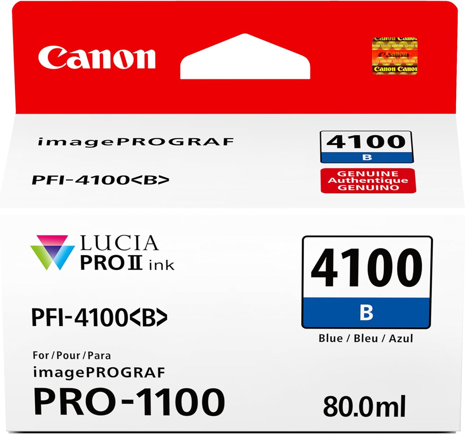 Canon PFI-4100 Genuine Blue Ink Tank, Compatible with imagePROGRAF PRO-1100 Printers