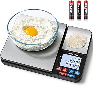 Balança de Cozinha, Balanca Comida, Balanca Digital de Cozinha Precisao, Prato de Pesagem Duplo de Aço Inoxidável, Recarregável e Também Pode Ser Alimentado Por Baterias Secas