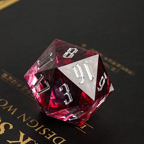 Miniatura 4 de Cusdie Dados DND individuales D20 con bordes afilados e inclusiones de lámina de purpurina, dados D&D de 20 lados, dados poliédricos hechos a mano