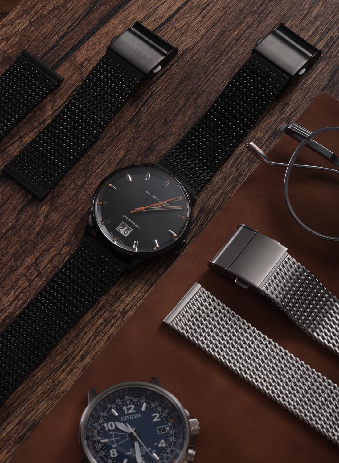 REZERO Stainless Steel Watch Bands for Men, 316L Milanese Mesh Watch Straps, Brushed Matte Watch Bracelets, Metal Watch Band Replacements Silver/Black - 19mm 20mm 21mm 22mm 24mm - Image 2