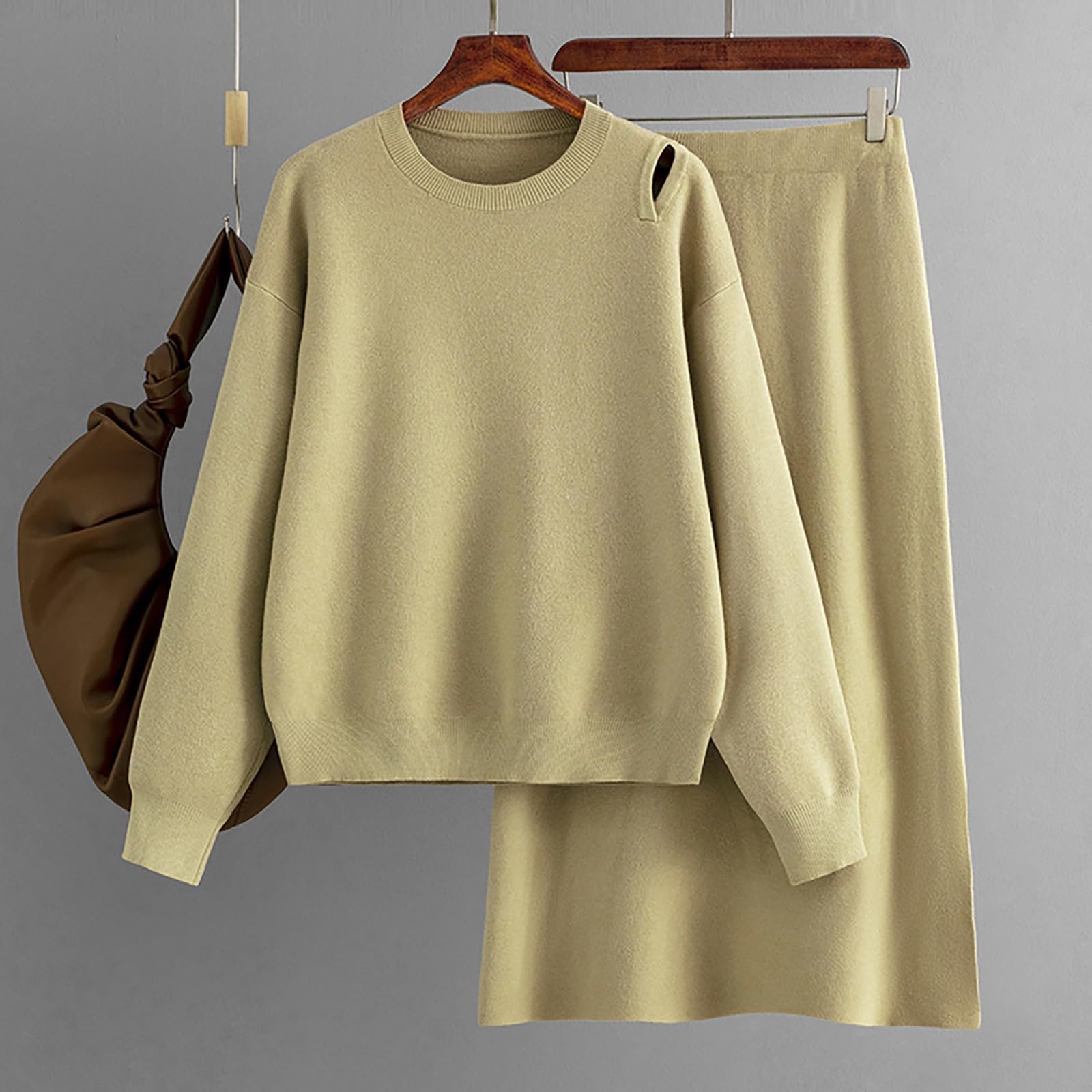 Combinaison d'hiver 2 pièces pour femme - Pull et pantalon en tricot