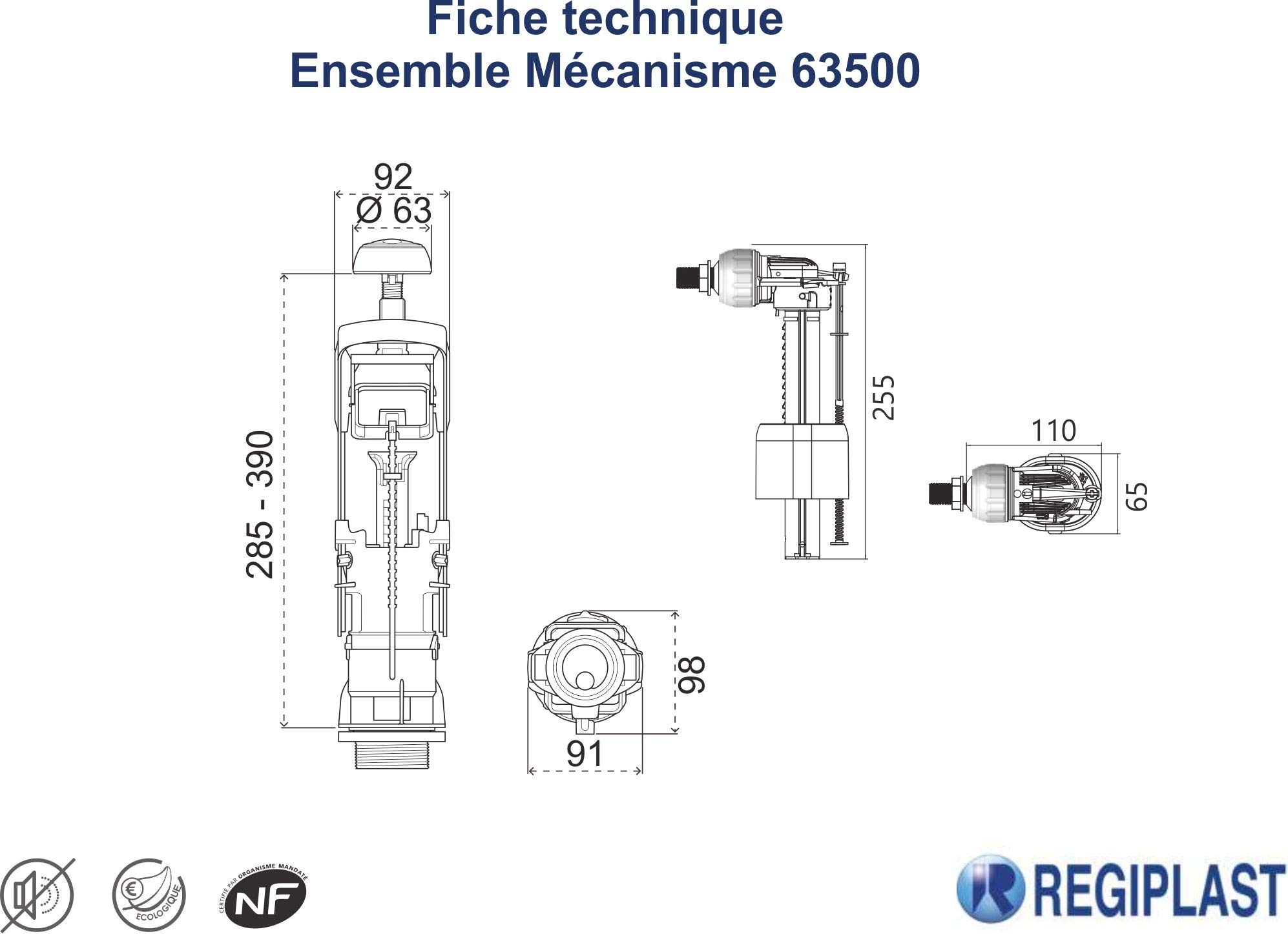 Regiplast MECAD'OR 63500 Ensemble DE MECANISME, Blanc Bleu