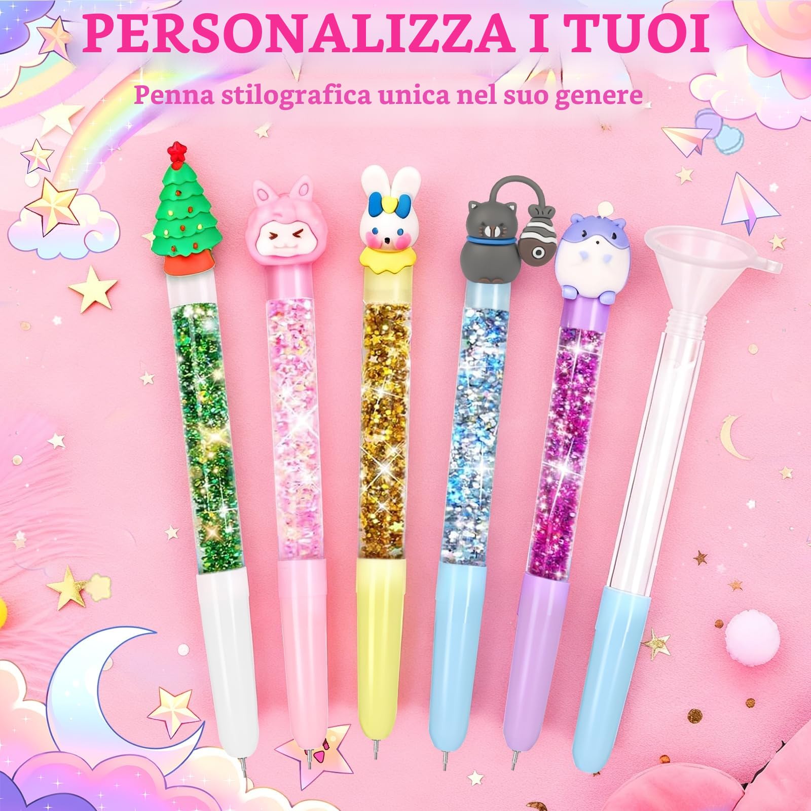 Laboratorio Delle Penne, Kit Creativo per Creare Penne con 82 Accessori, Lavoretti Creativi per Bambini, Set di Penne Creare Fai da te, Idee Regalo per Ragazzi e Ragazze 5-12 Anni