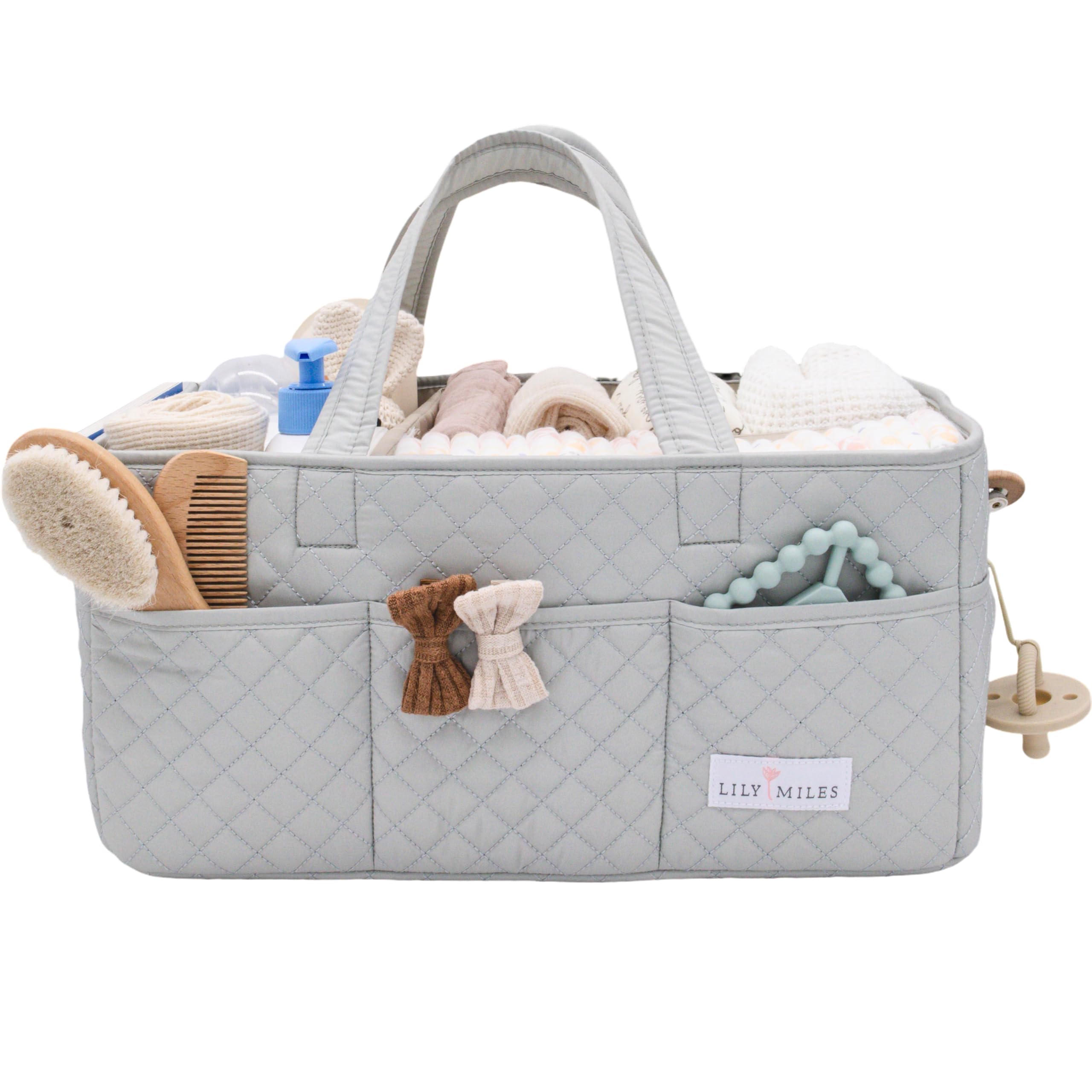 Lily Miles Baby Diaper Caddy Organizer Nursery Storage Tote for Newborn Essentials and Diaper Change Station Gift for