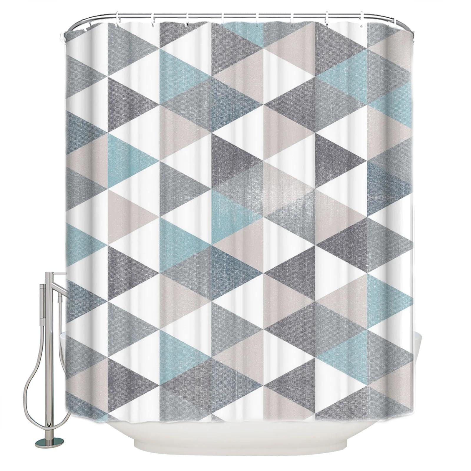 Rideau de douche à carreaux style simple imperméable 145x230cm salle de bain maison