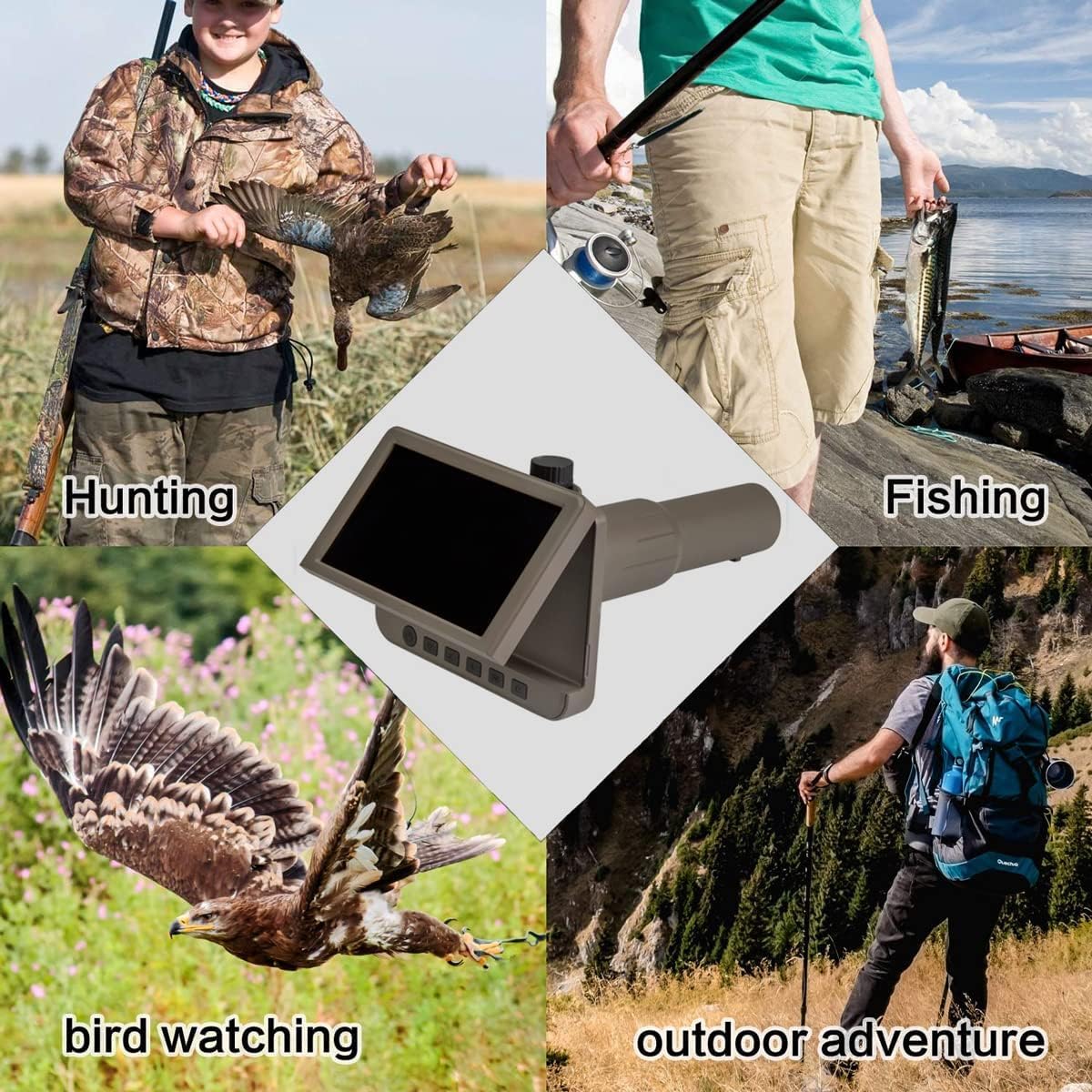 COYEUX Monocoli digitali 50x, monocoli con Ampio Schermo Rotante LCD da 5 Pollici, con Foto Video HD Pixel 1080P da 1400 W, per Birdwatching, Partite di Calcio