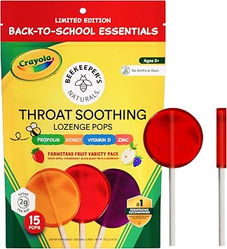 Beekeepers Naturals Throat Soothing Lollipops w/ Honey, Variety Pk, 15 ct | Doctor Formulated Immune Support, Vitamin D & Honey, Under 2g Sugar, Clean Ingredients, 15 ct