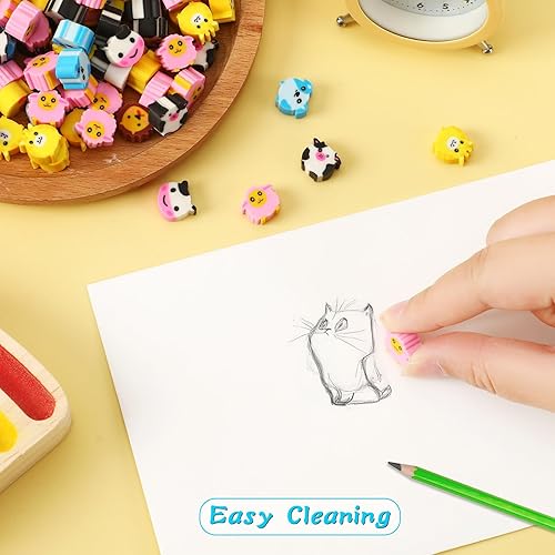 Miniatura 3 de JUNEBRUSHS 150 mini borradores para niños, borradores de animales para estudiantes, tareas, escuela, aula, recompensas, premios, recuerdos de fiesta