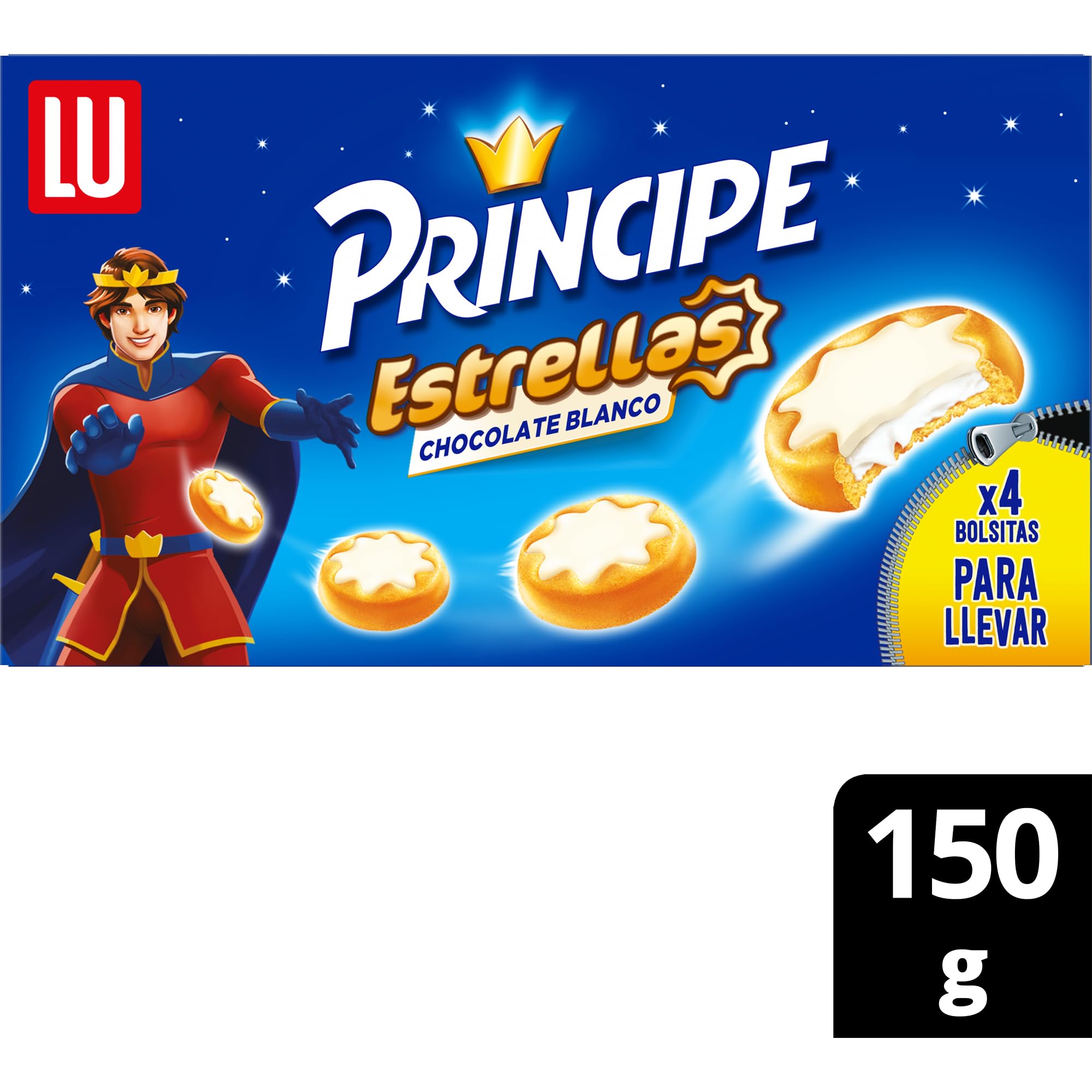 Príncipe Estrellas Galletas Rellenas de Crema con Leche Pack 16x150g