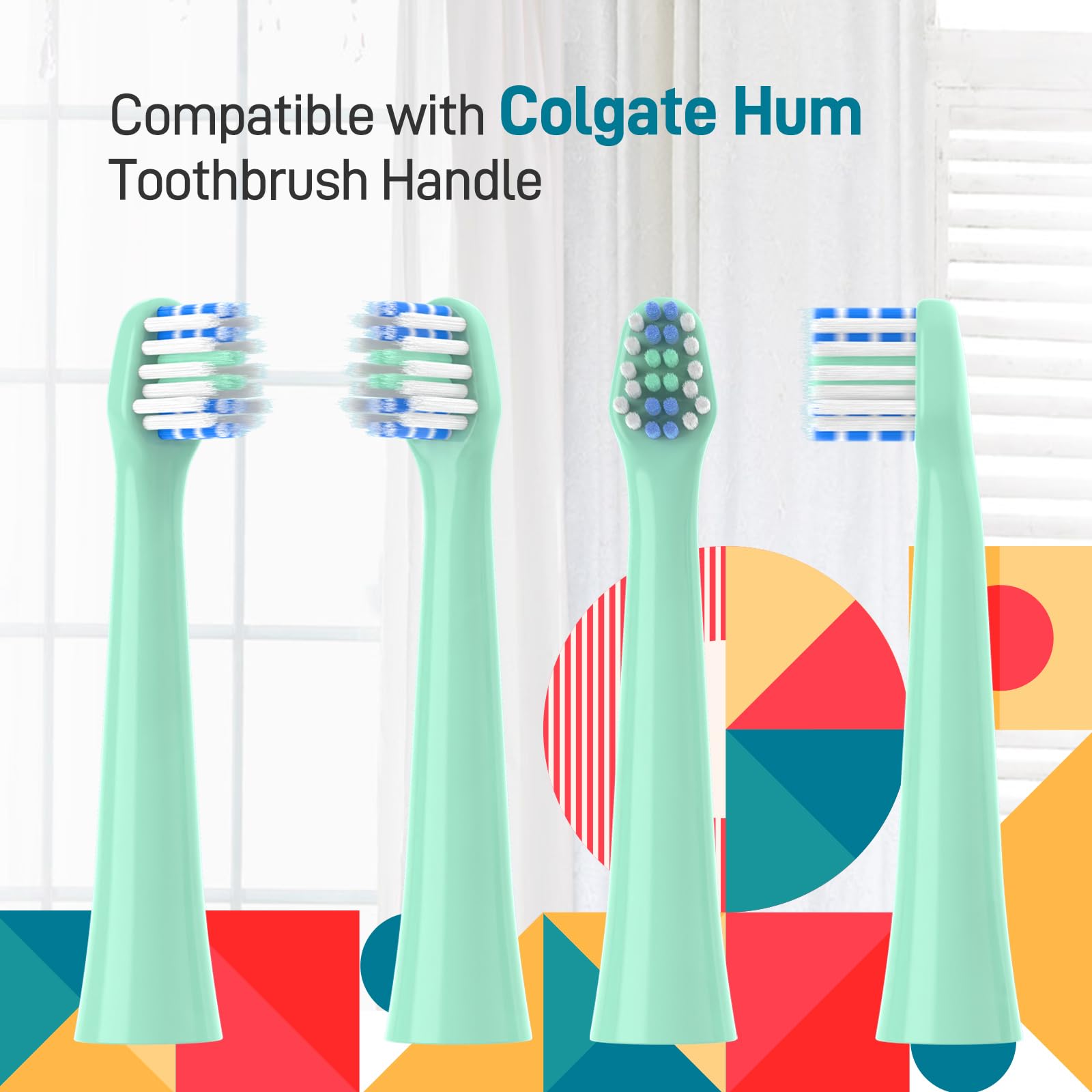 Zahnbürstenköpfe Ersatz für Colgate Hum Zahnbürste - Bürstenköpfe Ersatz für Hum Smart Akku Zahnbürste, Grün, 6 Stück
