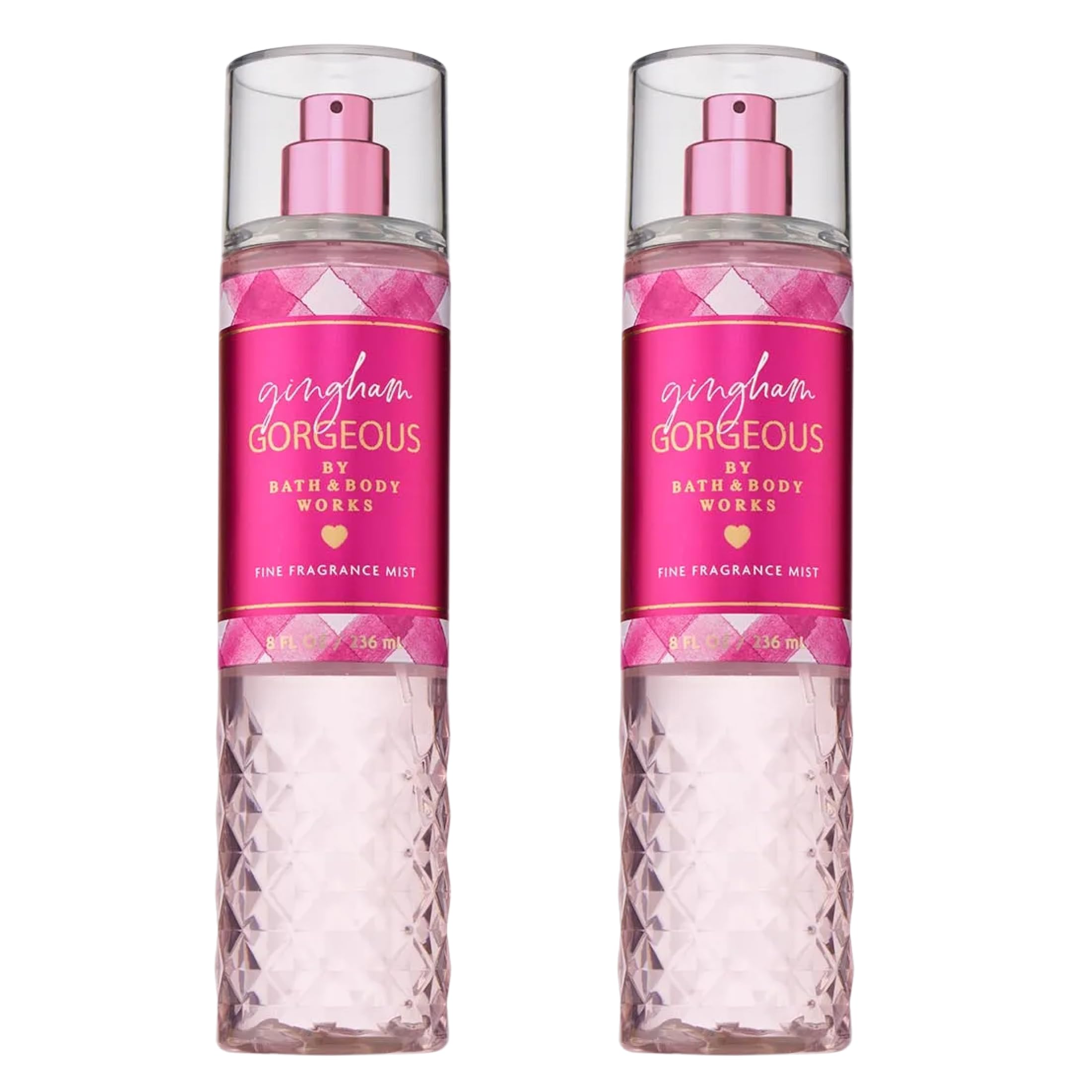 Bath & Body Works Gingham Gorgeous Fine Fragrance Mist, Body Spray & Perfume for Women, Long-Lasting Personal Fragrance – Pink Strawberries, Peony Blooms, and Peach Nectar Scent, 8 fl oz - 2 Pack