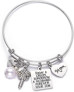 Mother of The Groom Bride Gifts Mother In Law Gift Mom Bangle Bracelets From Son Today a Groom Tomorrow a Husband Forever Your Son Bracelet