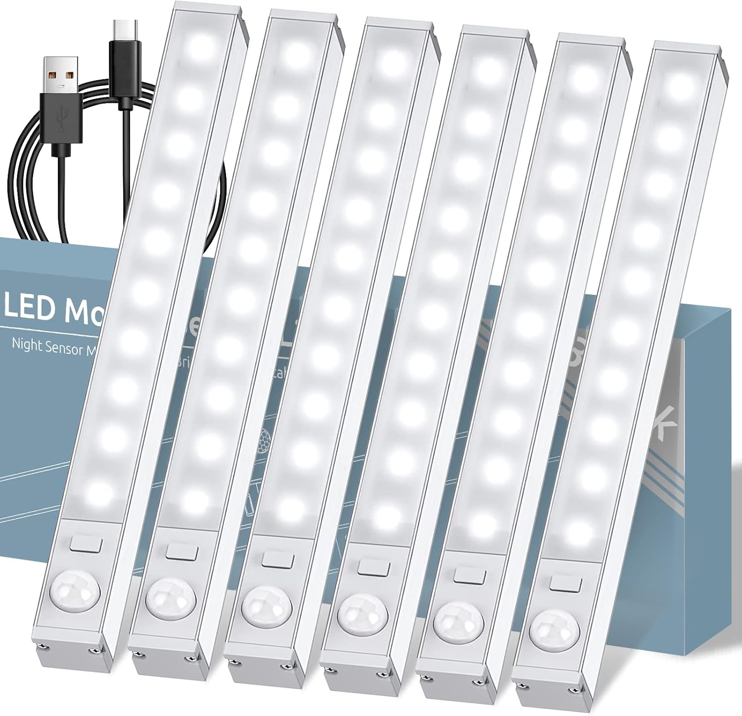 HOLYTALK 6 Pack Motion Sensor Light Indoor,10 LED Under Lights