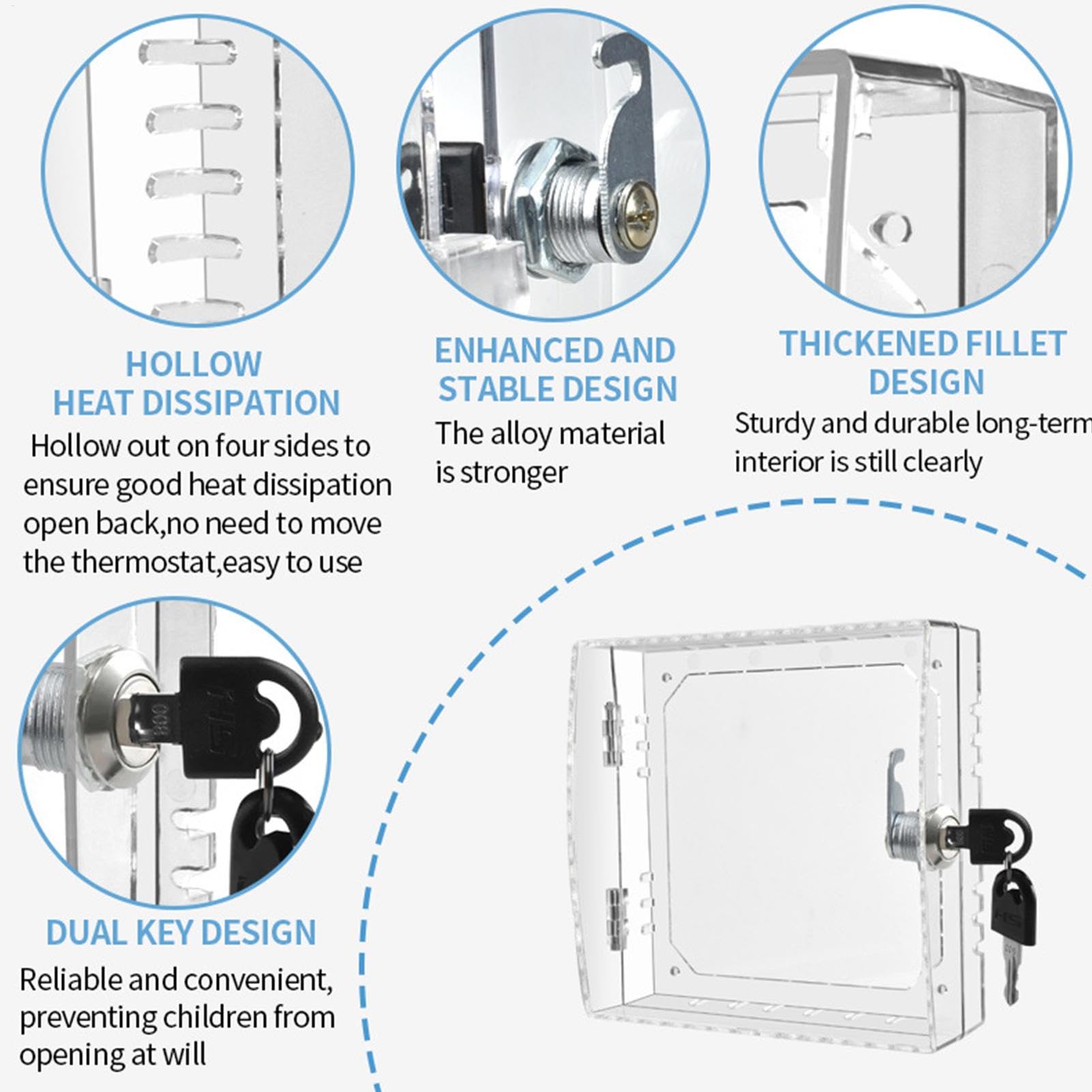 Termostat Lock Box, małe pudełko z zamkiem termostatu, pudełko na termostat, pudełko termostatu montowanego na ścianie, pudełka z zamkiem błyskawicznym, pudełko na termostat, pudełko termostatu