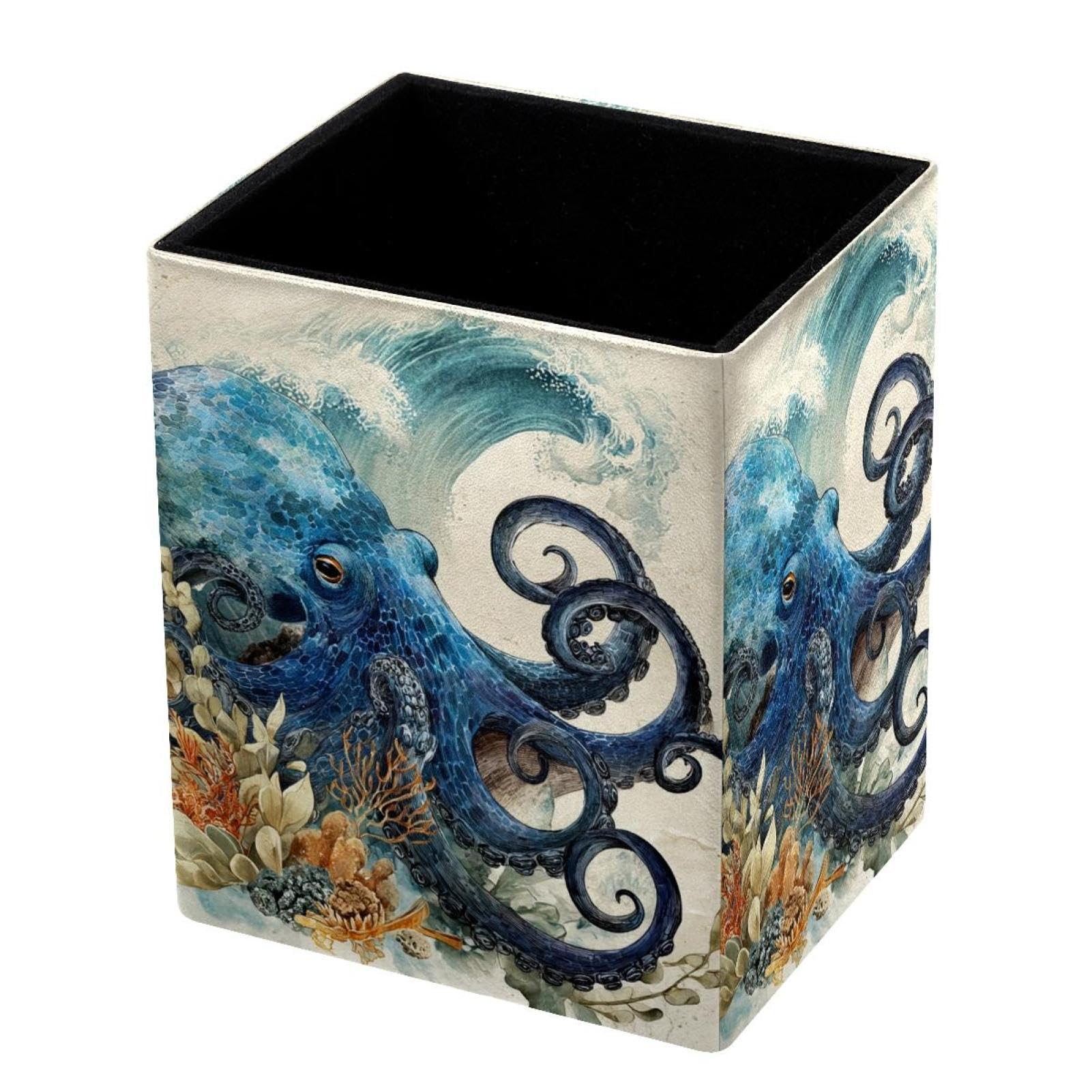 VAPOKF Pencil Holders for Desk, Octopus Printed Pen Holders Pen Pot Makeup Brushes Storage Desktop Stationery Supplies Organiser for Home Office