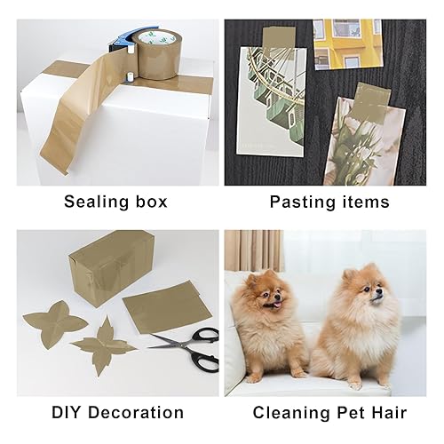 Miniatura 8 de BOMEI PACK Cinta de embalaje marrón de 3 pulgadas de ancho, 12 rollos repuestos de cinta de embalaje marrón resistente para cajas de mudanza, envío