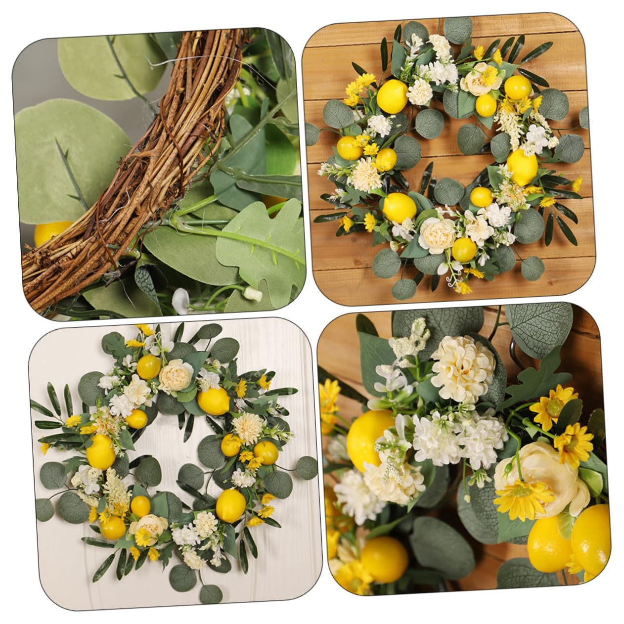 Sommerlicher Zitronenkranz aus Seidenblumen, 1 Stück