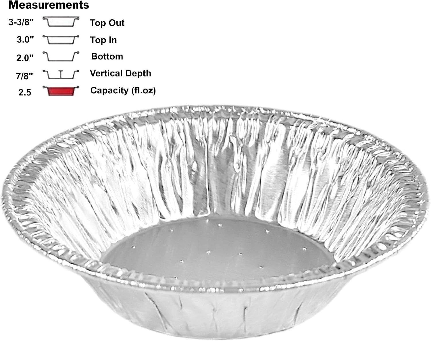 PACTOGO 3" Disposable Lanced Aluminum Foil Tart Pans Mini Silver Baking Pie Tins for Restaurants, Bakeries, Delis (Pack of 2000)