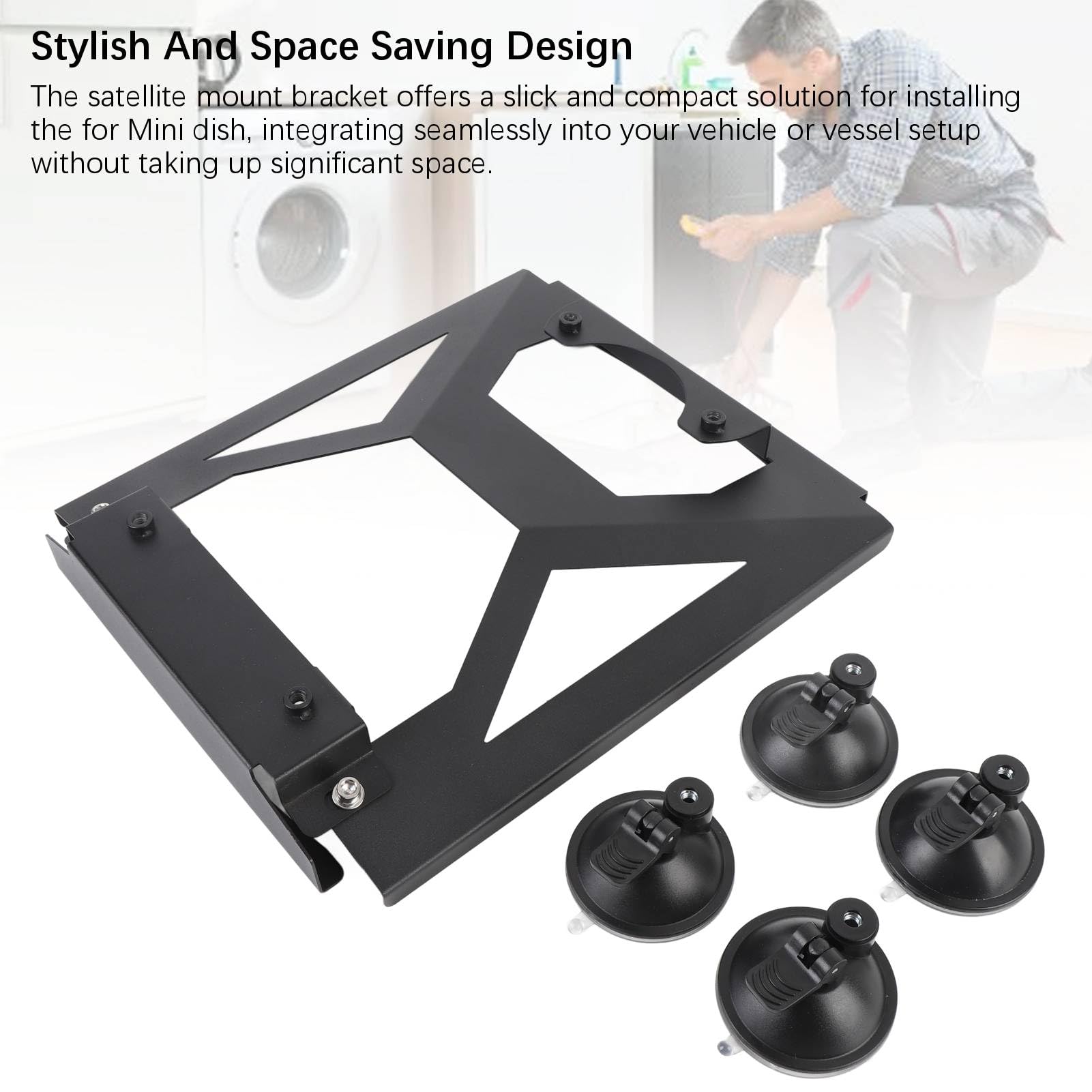 Fafeicy Soporte Satelital para Automóvil, Soporte con Ventosa de Aleación de Aluminio para Mini Plato, 4 Ventosas Fuertes para una Fácil Instalación en Automóviles, Vehículos Recreativos, Barcos