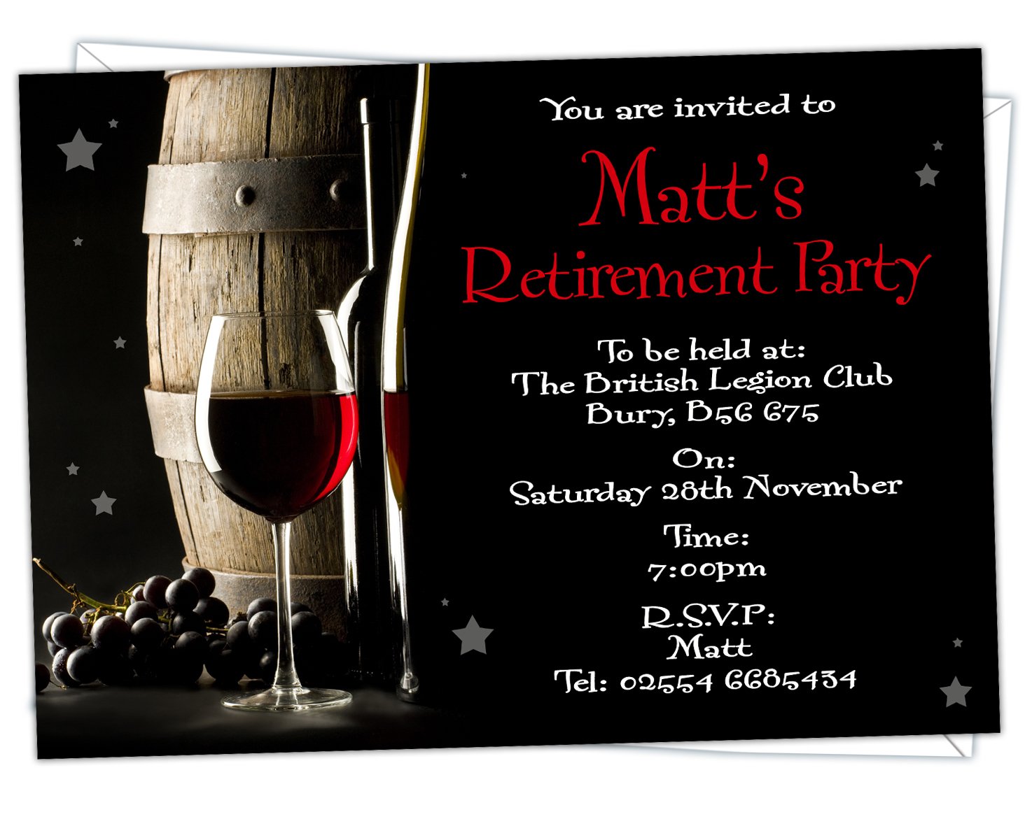 Personalised Retirement Invitations Invites R 001 (Pack of 80)