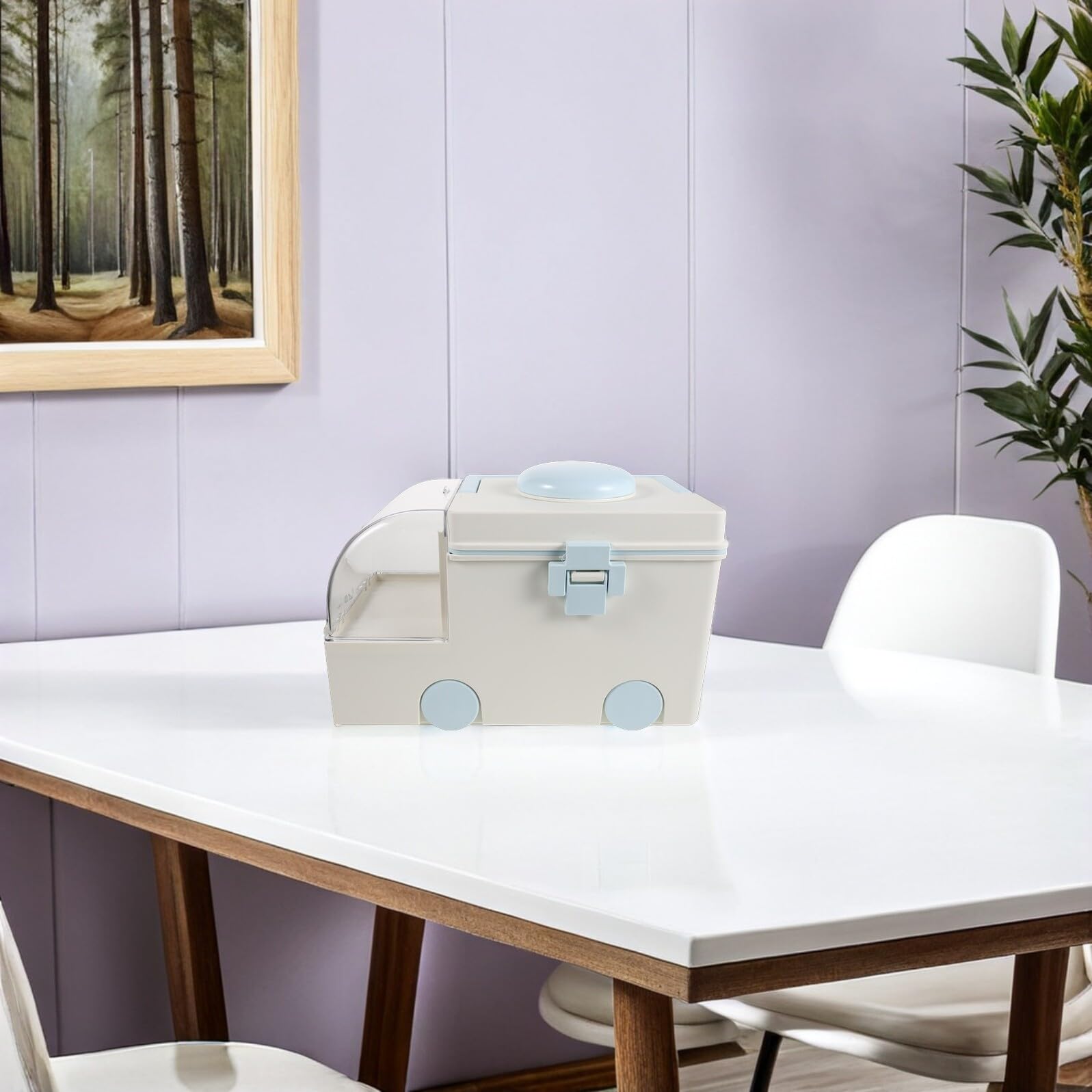 Caja Organizadora de Medicamentos para Primeros Auxilios, Gran Capacidad, Portátil con Asa, Maletín Médico de Plástico Resistente Color Azul Crema para Almacenamiento Familiar