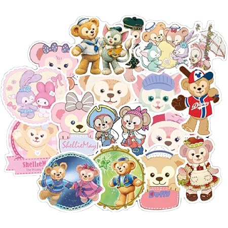 Amazon ダッフィー Duffy ウサギ 熊 ウサギ 人気キャラクター 防水ステッカー39枚 ステッカー デカール 車 バイク