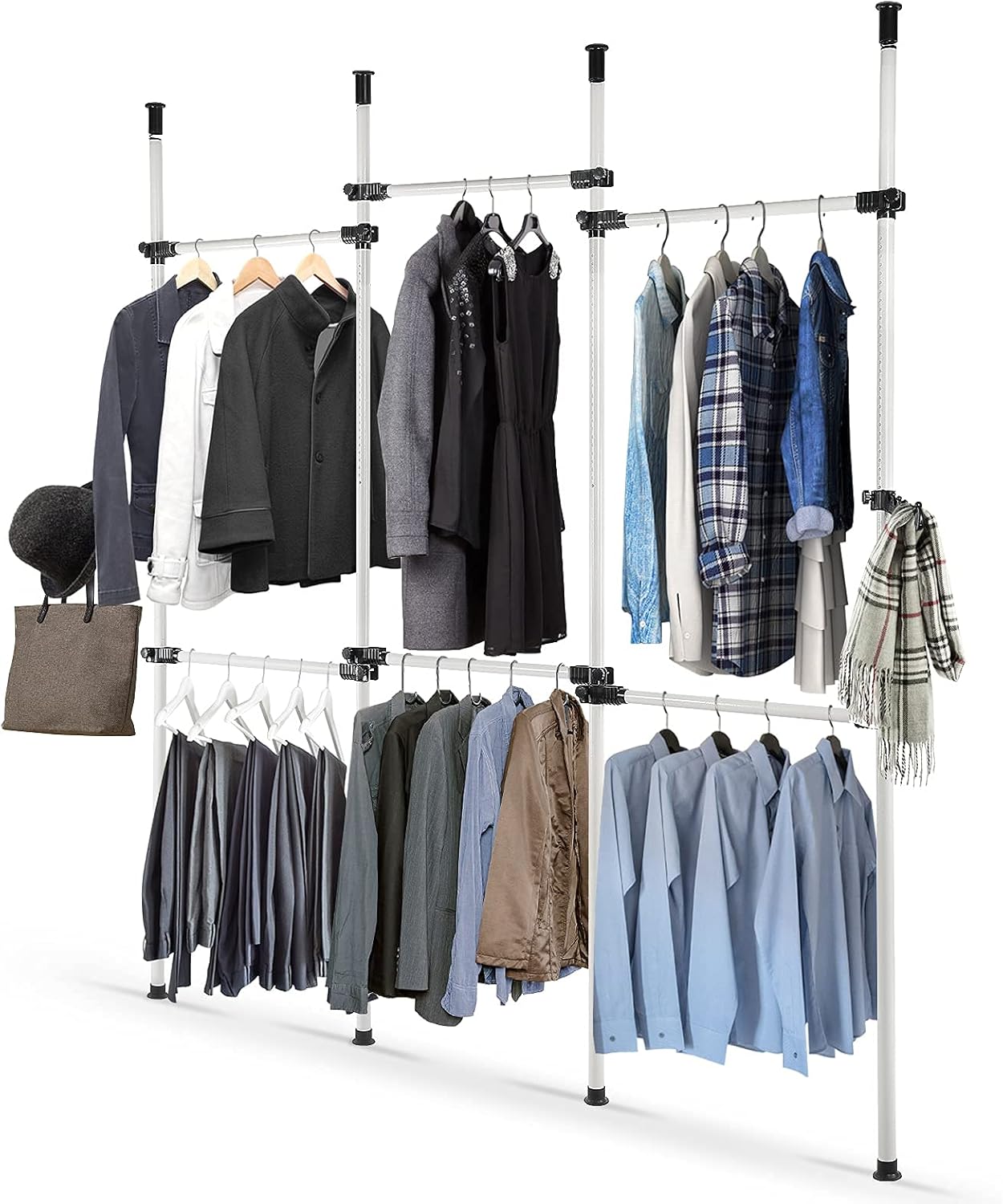 Heavy Duty Telescopic Clothes Rack, Portable Garment Rack Heavy Duty Telescopic Wardrobe