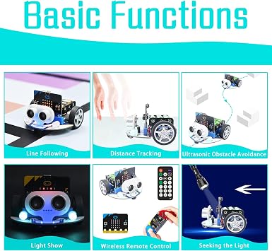 ELECFREAKS microbit cutebot kit compatible with BBC Micro:bit V2 and V1, DIY Programmable Robot Car Kit, STEM Educational Project, Graphic Makecode Coding Car with Tutorial No Micro:bit